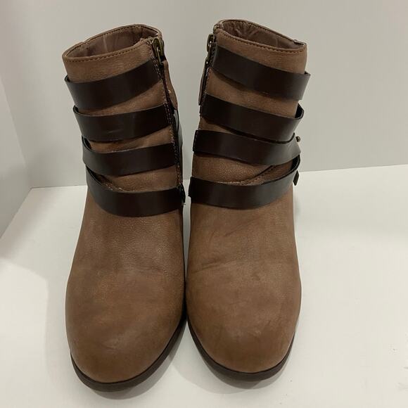 Madden Gil Boots Deluxxe Brown Strappy Ankle Booties Size 7.5 - Picture 8 of 9